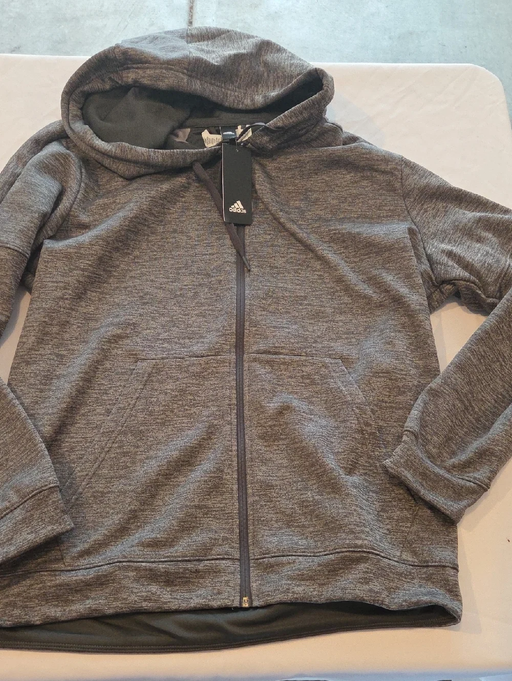 adidas Youth Gray Heather Full-Zip Hoodie
